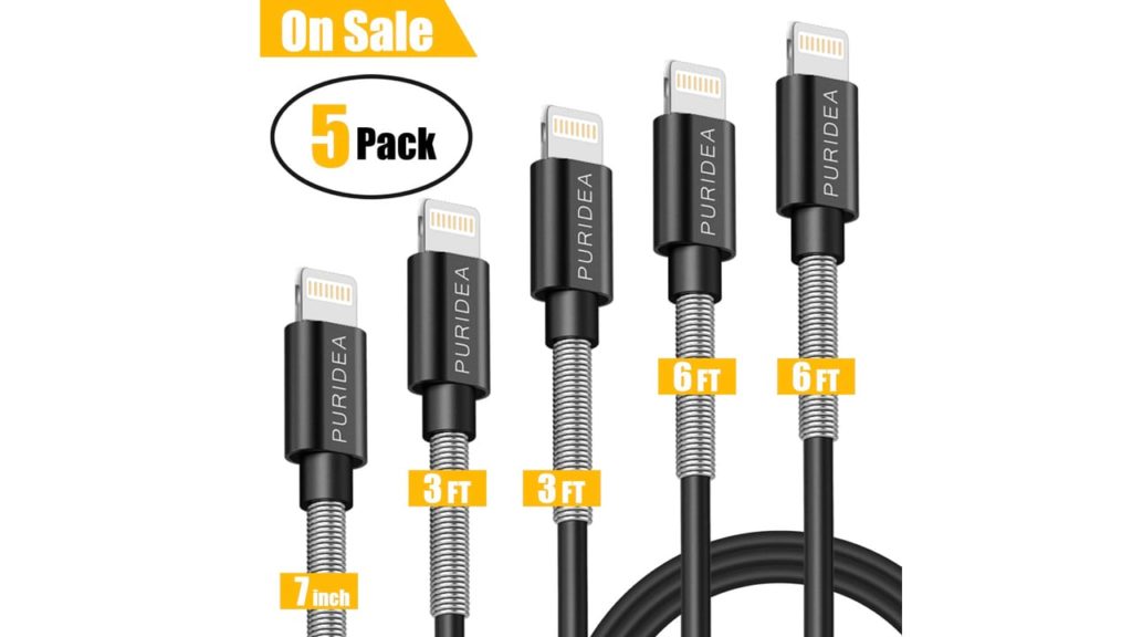 Puridea Extra Long Durable Charger Cable, Multi 5 Pack