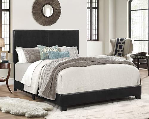 Crown Mark Upholstered Panel Bed in Black, Full