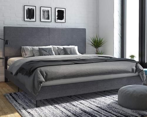 DHP Janford Upholstered Bed, King, Grey