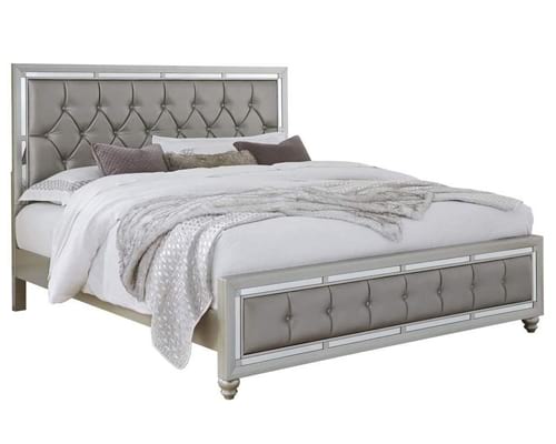 Global Furniture USA QB Riley Tufted Bed, Queen, Silver