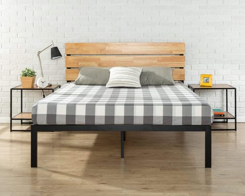 Zinus Paul Metal and Wood Platform Bed with Wood Slat Support, Queen