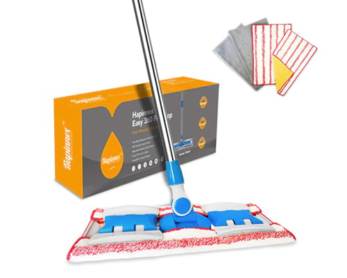 HAPINNEX Hardwood Dust Microfiber Floor Mop - 4 Washable