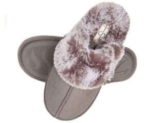 Jessica Simpson Womens Comfy Faux Fur House Slipper Scuff Memory Foam Slip on Anti-skid Sole