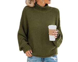 Saodimallsu Womens Turtleneck Oversized Sweaters Batwing Long Sleeve Pullover Loose Chunky Knit Jumper