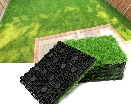 Progoal Artificial Grass Turf Tile Fake Grass Flooring Mat Interlocking Self-draining