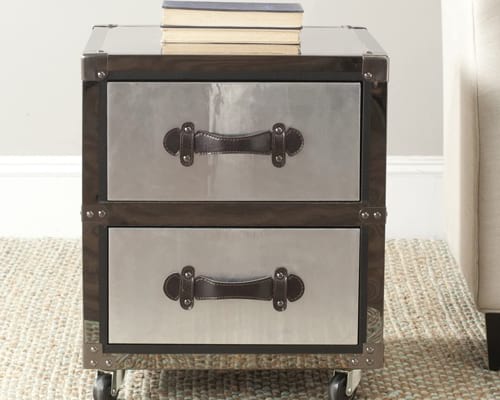 Safavieh Home Collection Gage Black and Silver 2 Drawer Rolling Chest