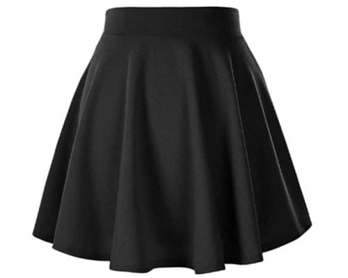 Afibi Casual Mini Stretch Waist Flared Plain Pleated Skater Skirt