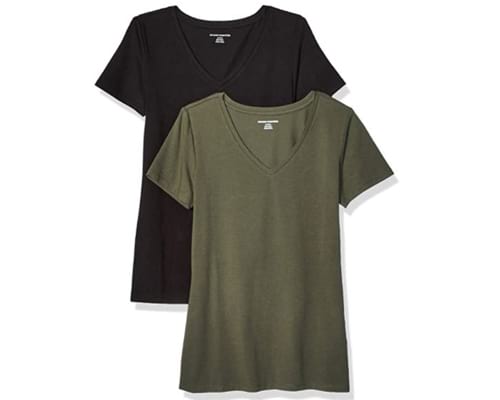 Amazon Essentials Womens 2-Pack Classic-Fit Short-Sleeve V-Neck T-Shirt