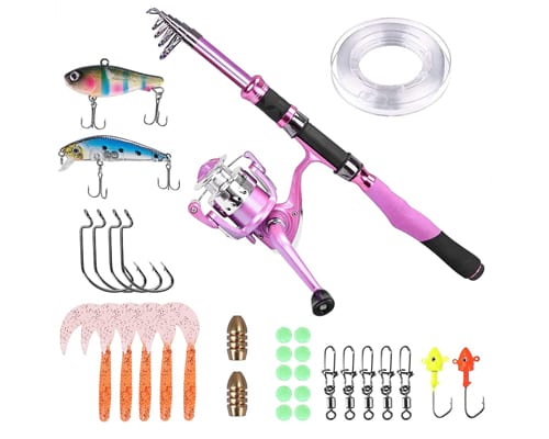 PLUSINNO Ladies Telescopic Fishing Rod and Reel Combos