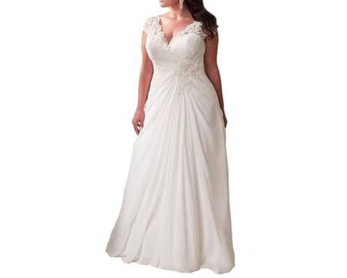 YIPEISHA Womens Elegant Applique Lace Wedding Dress